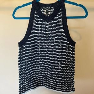 Rag & Bone Knit Tank Blue White Small